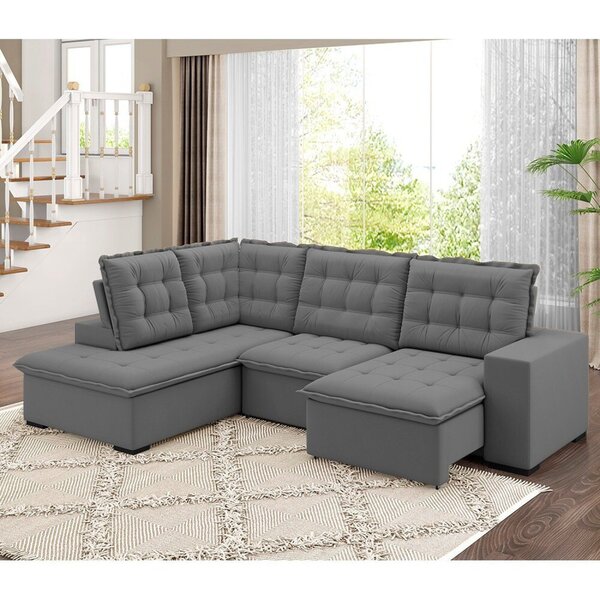 Sofá De Canto Retrátil E Reclinável 5 Lugares 310cm Belluno C