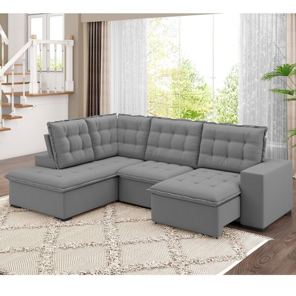 Sofá De Canto Retrátil E Reclinável 5 Lugares 310cm Belluno C