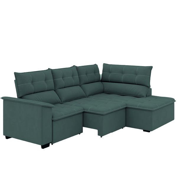 Sofá De Canto Retrátil E Reclinável 5 Lugares Veludo Siena Lu