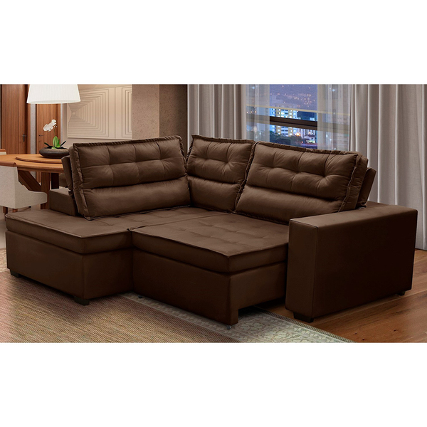 Sofá De Canto Retrátil E Reclinável Com Molas 2,50x2,00 Esq V