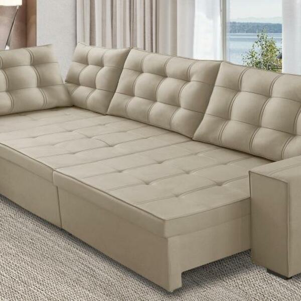 Sofá De Canto Retrátil E Reclinável Com Molas 3,00x2,00 Esq B