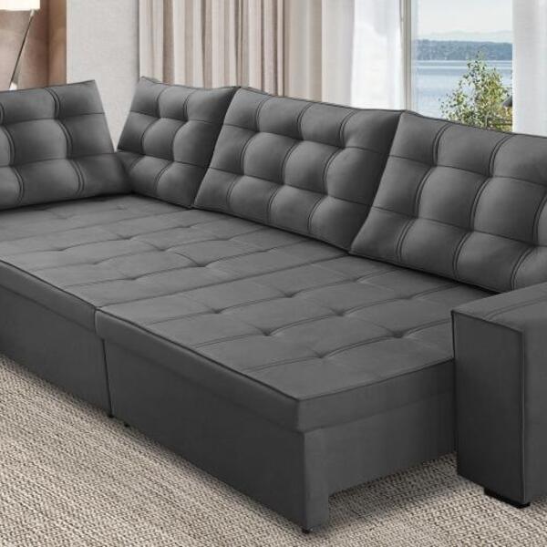 Sofá De Canto Retrátil E Reclinável Com Molas 3,00x2,00 Esq B