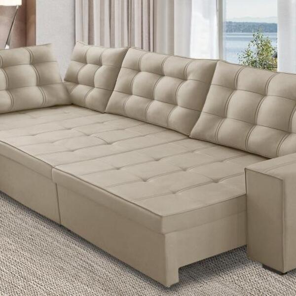 Sofá De Canto Retrátil E Reclinável Com Molas 3,00x2,00 Esq B