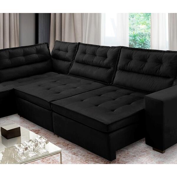 Sofá De Canto Retrátil E Reclinável Com Molas 3,00x2,00 Esq V