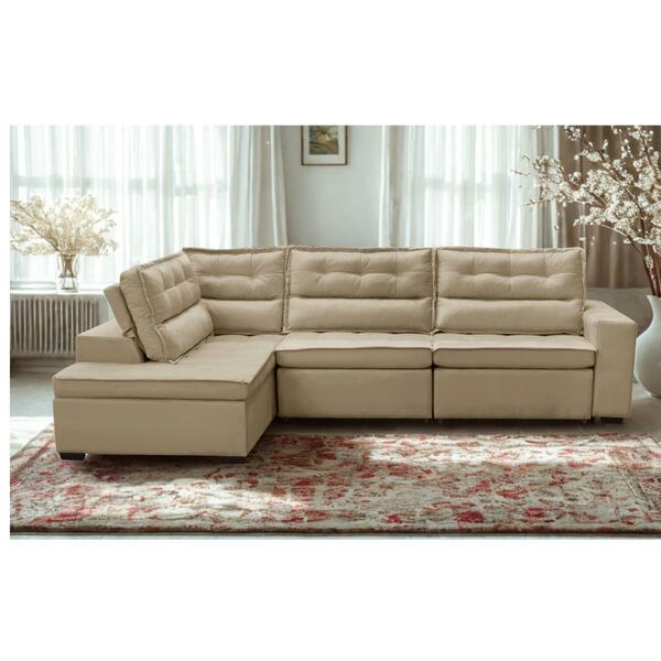 Sofá De Canto Retrátil E Reclinável Com Molas 3,00x2,00 Esq V