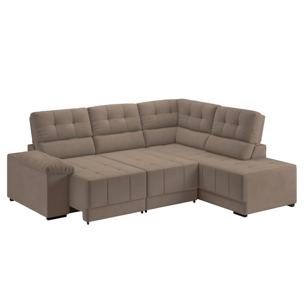 Sofá De Canto Retrátil E Reclinável Com Molas Firenze Capucci