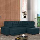 Sofá De Canto Retrátil E Reclinável Com Molas Firenze Petróleo