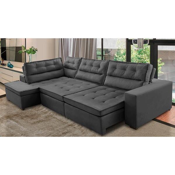 Sofá De Canto Retrátil E Reclinável Com Molas Le 3,00x2,00m V