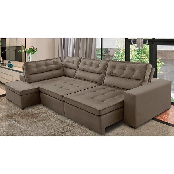 Sofá De Canto Retrátil E Reclinável Com Molas Le 3,00x2,00m V