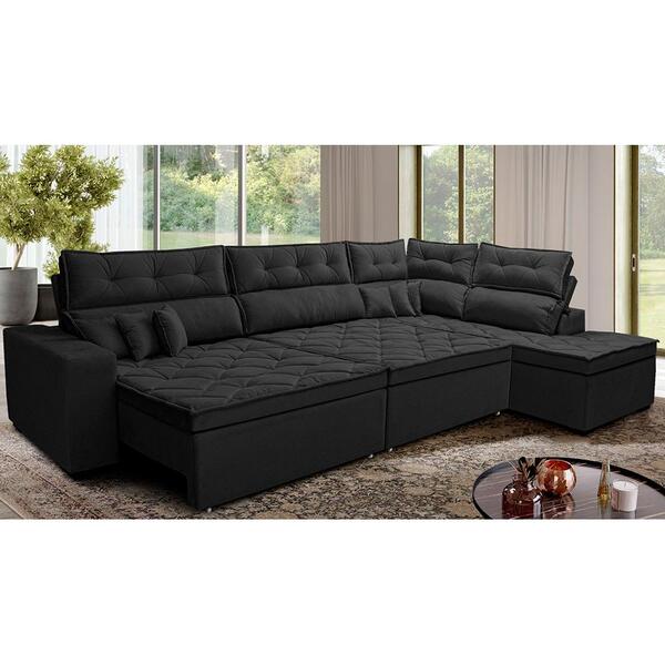 Sofá De Canto Retrátil E Reclinável Direito 3,00x2,36m Molas