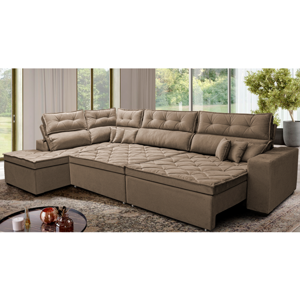 Sofá De Canto Retrátil E Reclinável Esquerdo 3,00x2,36m Molas