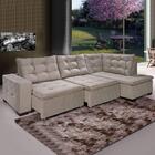 Sofá De Canto Retrátil Reclinável 3 Lugares Italia Bege 285