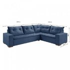 Sofá De Canto Suede Azul Potenza Pés De Madeira  Azul
