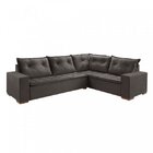 Sofá De Canto Suede Marrom Potenza Pés De Madeira  Marrom