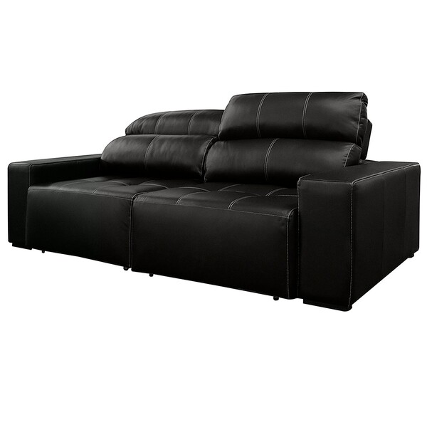 Sofá De Couro 2 Lugares Alabama 230cm Usb M06 Cor Preto 450 -