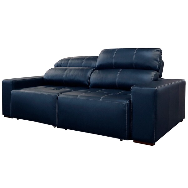Sofá De Couro 2 Lugares Alabama 250cm Usb M06 Cor Blue Bicolo