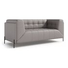 Sofá De Couro 2 Lugares Astom 2,00 Cm Cinza Claro