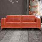 Sofá De Couro 2 Lugares Devon 166cm M06 Cor Crystal Avermelha