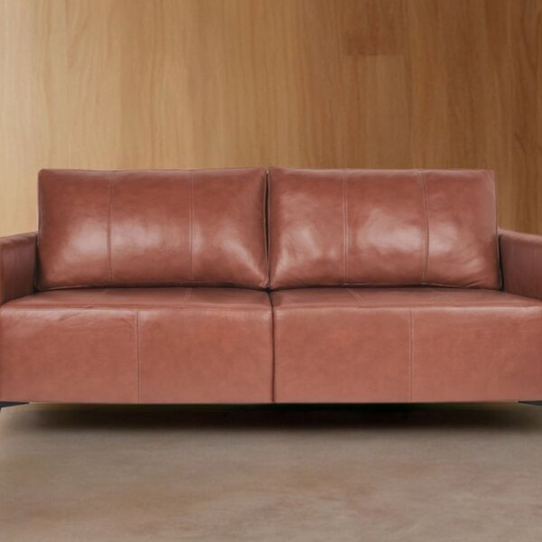 Sofá De Couro 2 Lugares Picasso 1,80 Cm  Conhaque