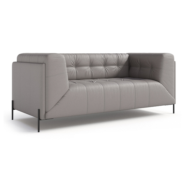 Sofá De Couro 3 Lugares Aston 240cm Cinza Claro- Touro E Cia