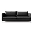 Sofá De Couro 3 Lugares Dijon 240cm Preto- Touro E Cia