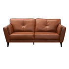 Sofá De Couro 3 Lugares Dominic M06 Cor Conhaque 457 - Doce S