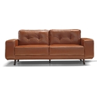 Sofá De Couro 4 Lugares Antonela M06 Cor Conhaque 457 - Amare