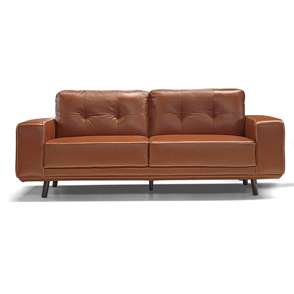 Sofá De Couro 4 Lugares Antonela M06 Cor Conhaque 457 - Amare