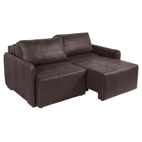 Sofá De Couro 4 Lugares Sala De Estar 260cm Reclinável E Retr