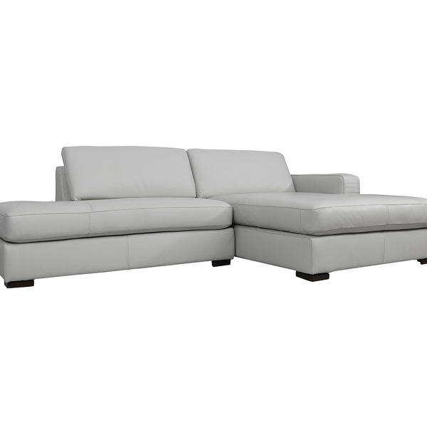 Sofá De Couro Com Chaise N.y. 3 Lugares Off White 2,34 M - Me