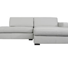 Sofá De Couro Com Chaise N.y. 3 Lugares Off White 2,74 M - Me