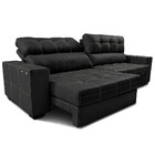 Sofá De Couro Elétrico Retrátil 2,15m Molas Ensacadas Cama In