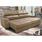 Sofá De Couro Elétrico Retrátil 2,75m Molas Ensacadas Cama In