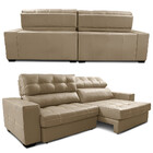 Sofá De Couro Elétrico Retrátil 2,75m Molas Ensacadas Cama In