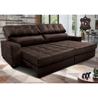 Sofá De Couro Elétrico Retrátil 2,75m Molas Ensacadas Cama In