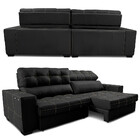 Sofá De Couro Elétrico Retrátil 2,95m Molas Ensacadas Cama In