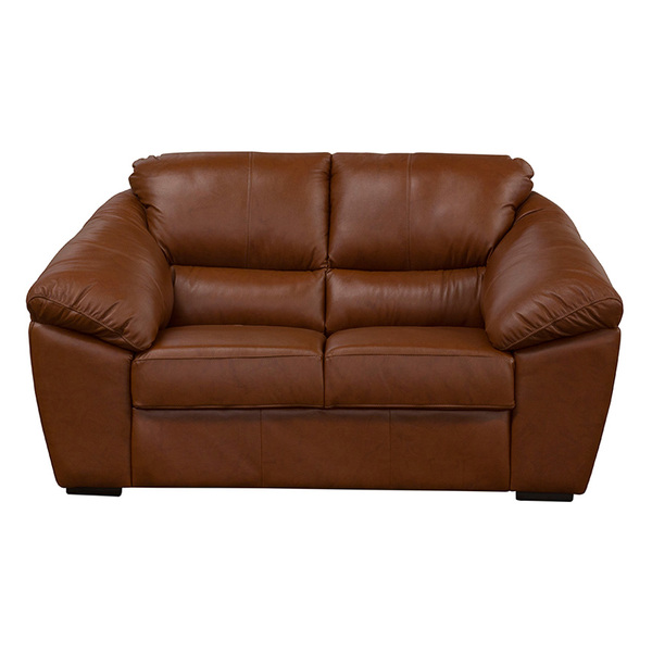 Sofá De Couro Floyde 2 Lugares Conhaque Com Brilho - Clube Mó