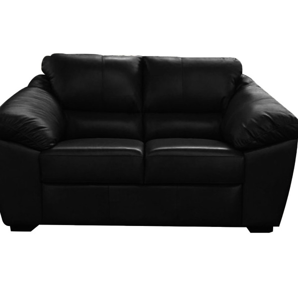 Sofá De Couro Floyde 2 Lugares Preto Com Brilho - Clube Móveis
