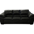 Sofá De Couro Floyde 3 Lugares Preto Com Brilho - Clube Móveis