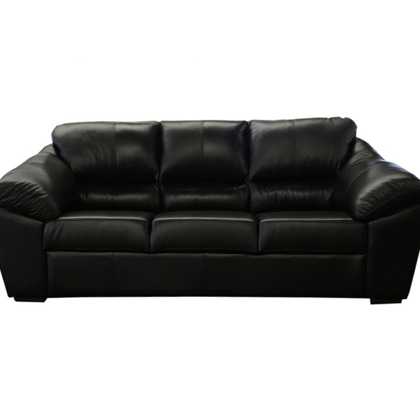 Sofá De Couro Floyde 3 Lugares Preto Com Brilho - Clube Móveis