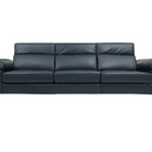 Sofá De Couro Hannover 3 Lugares Blue Bicolor 2,78 M - Mempra