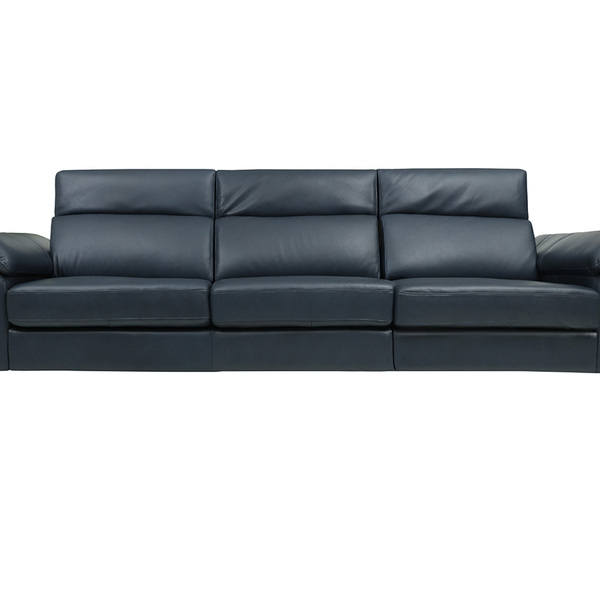 Sofá De Couro Hannover 3 Lugares Blue Bicolor 3,08 M - Mempra