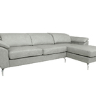 Sofá De Couro Hannover 3 Lugares Com Chaise Baú Direita - Sof