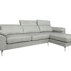 Sofá De Couro Hannover 3 Lugares Com Chaise Baú Direita - Sof