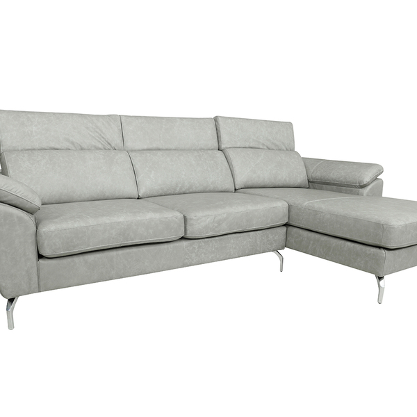 Sofá De Couro Hannover 3 Lugares Com Chaise Baú Direita - Sof