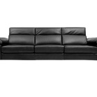 Sofá De Couro Hannover 3 Lugares Preto Pigmentado 2,78 M - Me