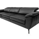 Sofá De Couro Hannover 3 Lugares Preto Pigmentado 2,78 M - Me