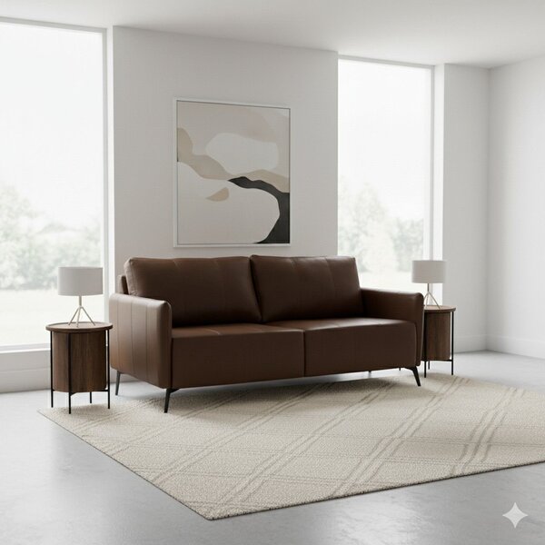 Sofá De Couro Legítimo Porto Rico 220 Cm Marrom