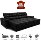 Sofá De Couro Legítimo Retrátil Automático 2,35m Cama Inbox G