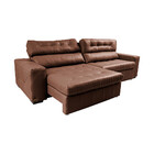 Sofá De Couro Legítimo Retrátil Automático 2,35m Cama Inbox G